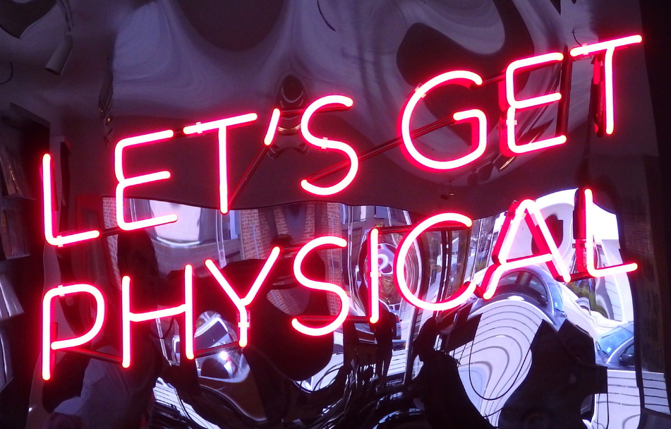 A graphic that says let's get physical. Get your groove back